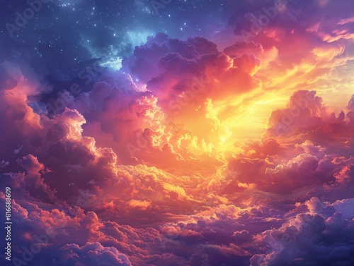 Colorful auspicious clouds  HD wallpaper  summer   Vibrant Multicolored Heavenly Cloud Patterns. Serene  Ethereal  Dreamlike Sky Backdrop for Banner  Wallpaper or Fabric Design