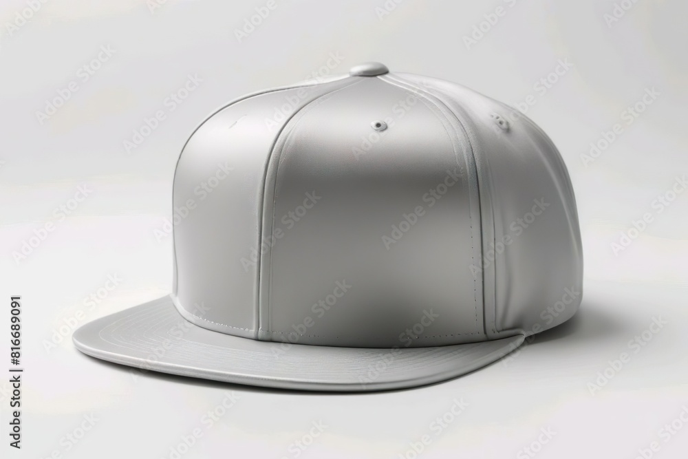 grey or silver baseball cap. snapback hat. front view. isolated on white background. for mockups and branding identity grey or silver baseball cap. snapback hat. front view. isolated on white background. for mockups and branding identity