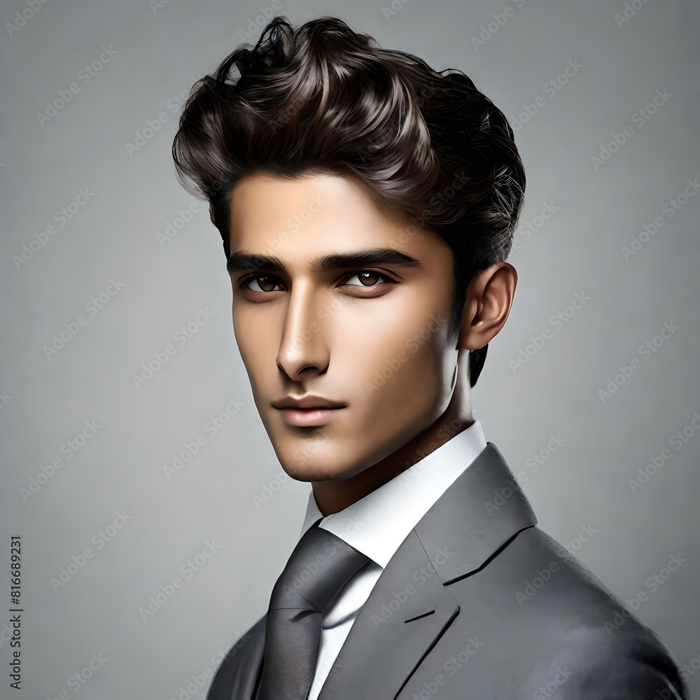 Describe a 25-year-old man dressed in a sleek grey formal suit and a matching grey chowk. His hair is impeccably neat, adding to his refined appearance.
Describe a 25-year-old man dressed in a sleek grey formal suit and a matching grey chowk. His hair is impeccably neat, adding to his refined appearance.