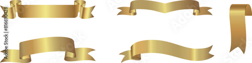 Golden award ribbon  banners for text. Blank Gold award Ribbon  Collection Pack Template. Collection of Different Empty Gold Ribbon and Label Design. Vector of various shapes
