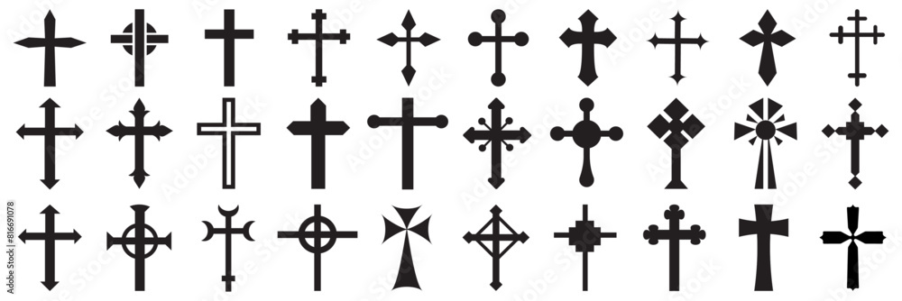 Christian cross elements set. vector