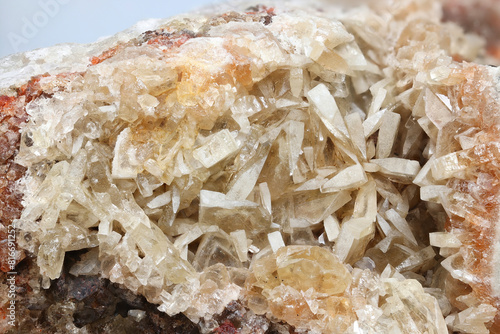 Fotografie Baryte, also called barite or barytes, crystals on a fluorite matrix