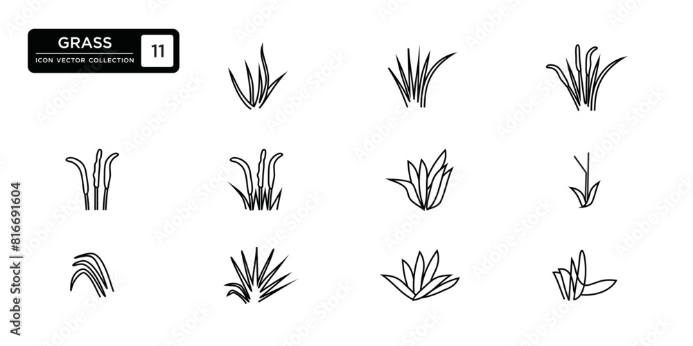 Grass icons collection, vector icon templates editable and resizable. Grass icons collection, vector icon templates editable and resizable.