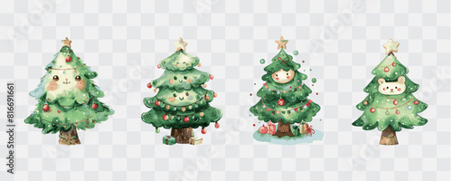 Christmas tree watercolor isolated graphic transparent