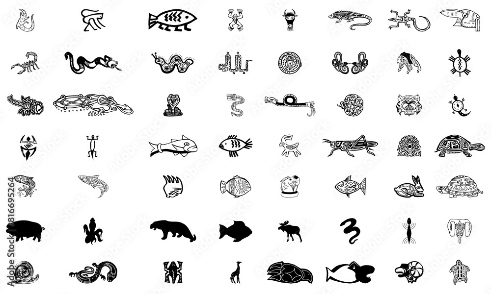 Ancient animal art symbol bundle Ancient animal art symbol bundle