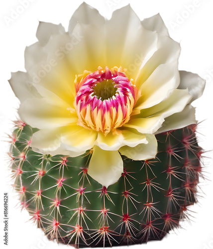 A vibrant cactus flower in full bloom. photo