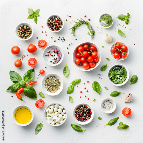 vegetables on a white background