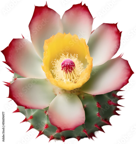 A vibrant cactus flower in full bloom. photo