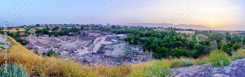 Sunset panoramic the ruins of ancient city of Bet Shean photo