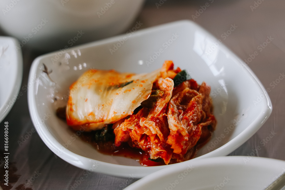 Kimchi cabbage in a bowl. Side Dishes. Korean food. Kimchi cabbage in a bowl. Side Dishes. Korean food.
