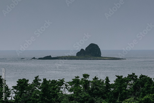 The amazing view from Bomunsa Temple towards the South Sea in summer. photo