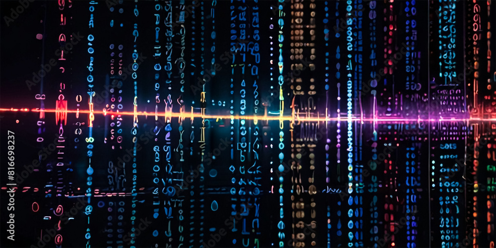A stream of binary code scrolls down a dark screen A stream of binary code scrolls down a dark screen