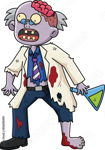 Zombie Scientist Cartoon Colored Clipart 