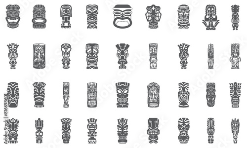 Old tribe mask icon bundle