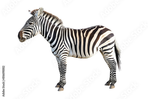 Zebra in Profile - isolated on White Transparent Background  PNG 