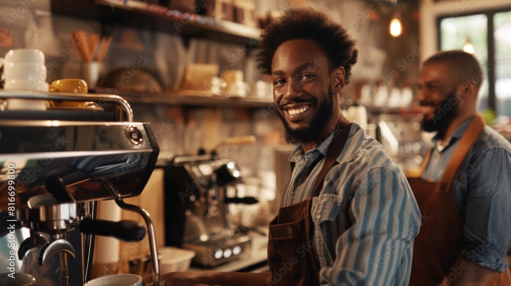 A Smiling Barista at Work