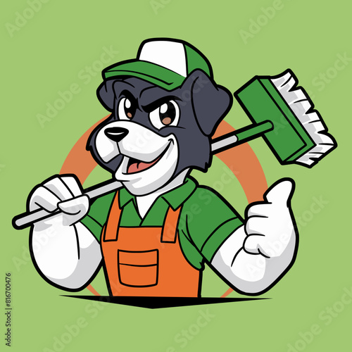 Junk Removal Dog Mascot CartoonVector Illustration