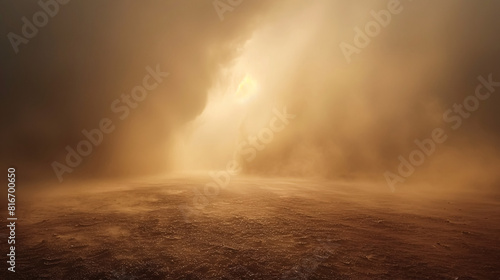 Dramatic stormy sky over the sand dunes. 3d render.  Desert storm.