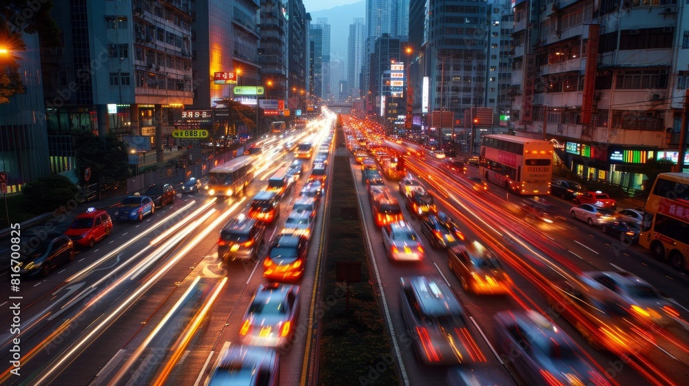 Dynamic Urban Rush: High-Speed City Traffic During Evening Rush Hour Dynamic Urban Rush: High-Speed City Traffic During Evening Rush Hour