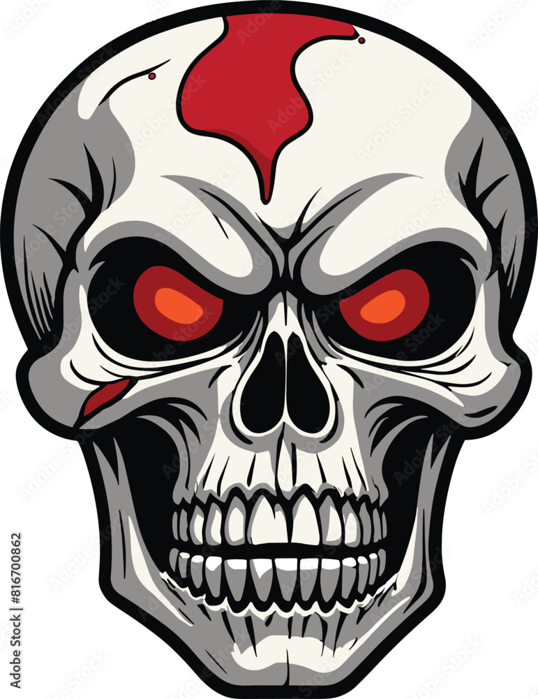 Vector illustration of a cartoon skull set against a white background Vector illustration of a cartoon skull set against a white background