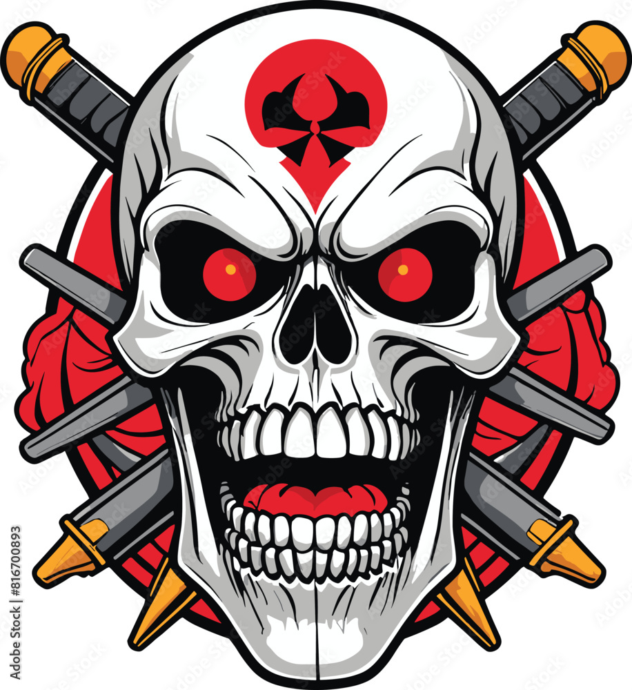 Fototapeta premium Vector illustration of a cartoon skull set against a white background