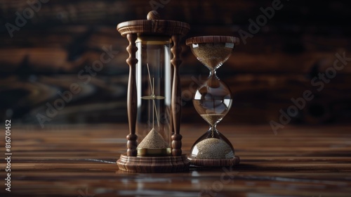 A metronome ticking next to an hourglass