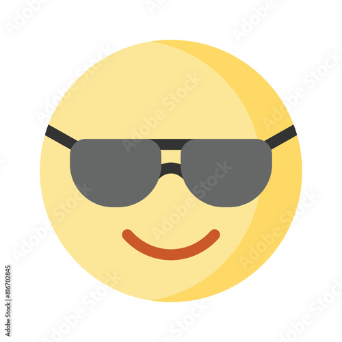 Glasses on emoji face showing concept icon of cool emoji, proud emoji