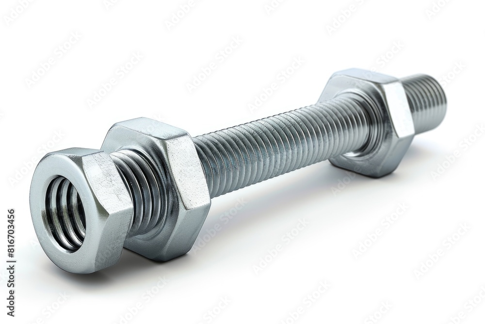 Detailed view of a bolt on a plain white background. Suitable for industrial concepts Detailed view of a bolt on a plain white background. Suitable for industrial concepts