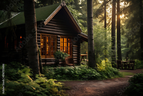 Cabin in the woods with path