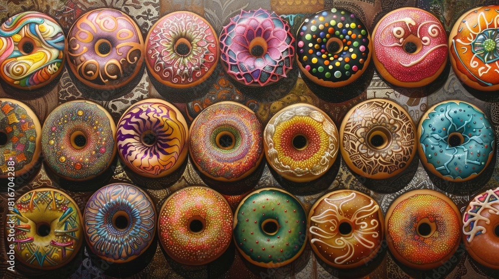 Fototapeta premium Charming artwork of adorned donuts