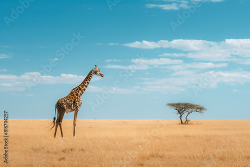 giraffe on savannah  nature photography