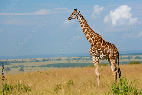 giraffe on savannah  nature photography..