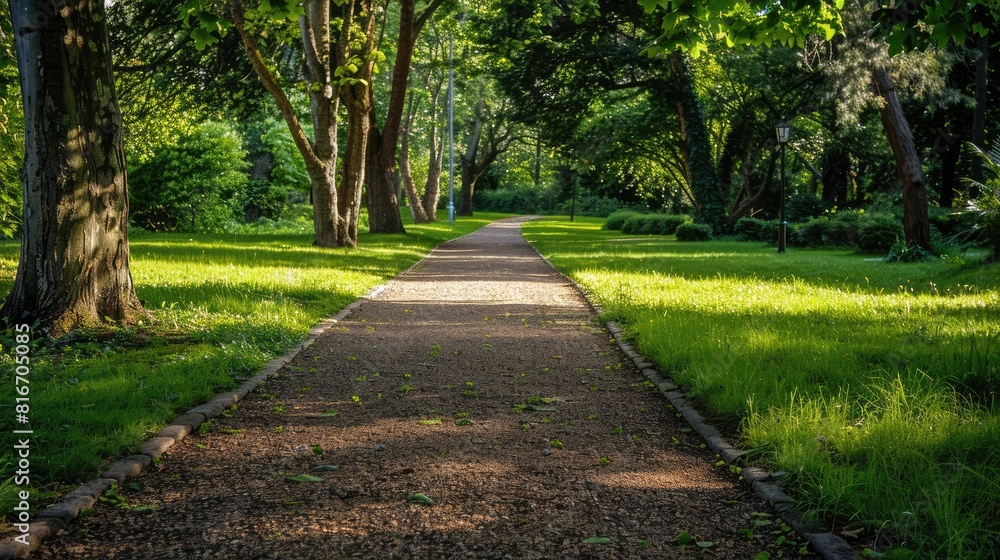 Pathway in a public park seen from a low angle while either walking or running Pathway in a public park seen from a low angle while either walking or running