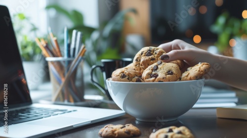 Bowl of Cookies on Work Desk