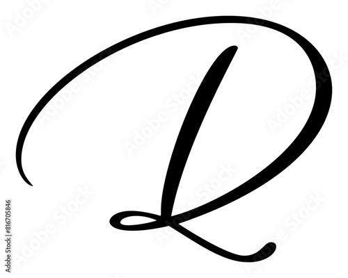 Vector calligraphy hand drawn letter D logo. Script font. Handwritten brush style