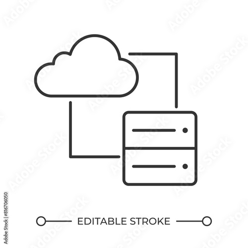 Wallpaper Mural Cloud computing linear icon. Data storage. Cloud connected to server. Internet technology. Data center. Thin line illustration. Contour symbol. Vector outline drawing. Editable stroke Torontodigital.ca