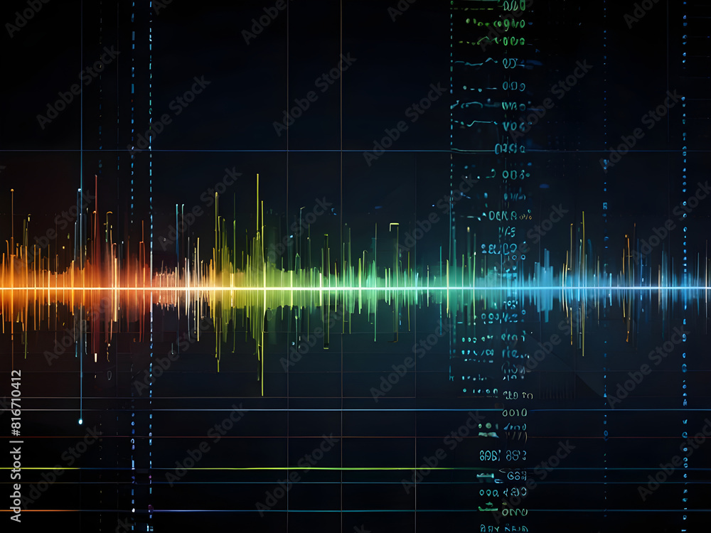 Data visualization, data network, sound waves effect or abstract technology background ai generative Data visualization, data network, sound waves effect or abstract technology background ai generative