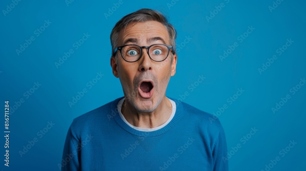 Man in Blue Exhibiting Surprise Man in Blue Exhibiting Surprise