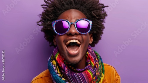 Joyful Man with Colorful Accessories