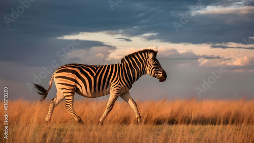 Plains zebra  Equus quagga  in the grassy nature habitat