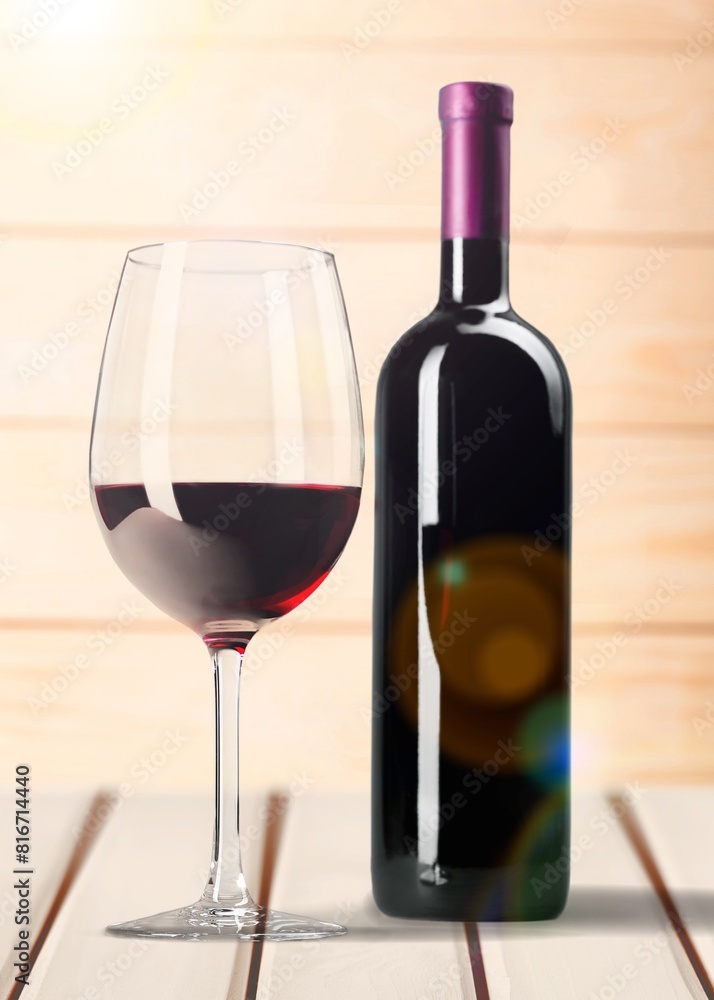 Bottle and glass of aroma alcohol wine drink Bottle and glass of aroma alcohol wine drink