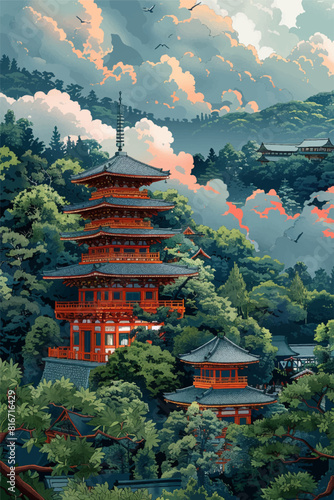 Asian temple vector illustration