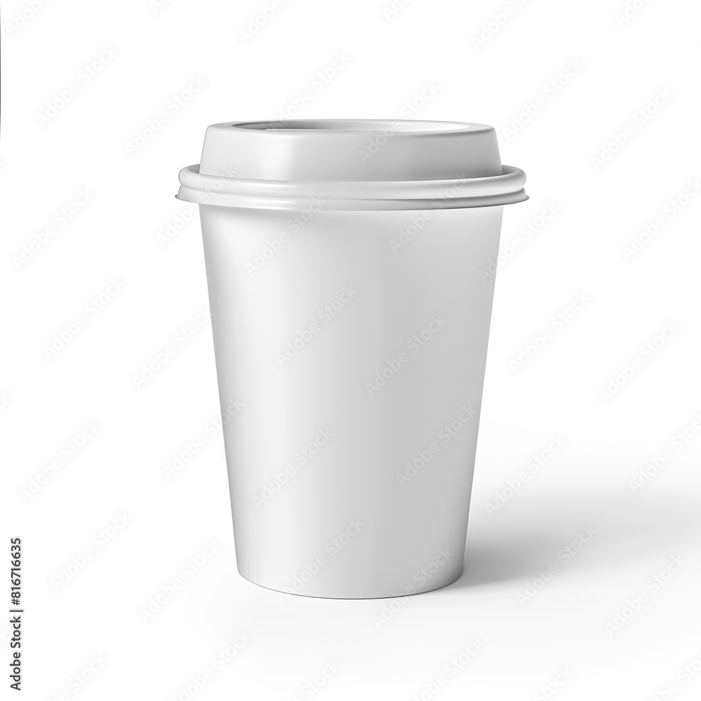 One white paper cup with white lids placed on a white background. Perfect for café branding, logo mockups, or eco-conscious presentations. Space for text or logos available. One white paper cup with white lids placed on a white background. Perfect for café branding, logo mockups, or eco-conscious presentations. Space for text or logos available.