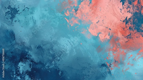 Abstract background in coral and blue colors with space for design