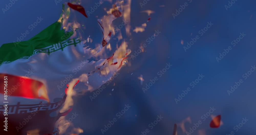 Burning Unity: Symbolic Animation of the Iran Flag Turning to Ashes Burning Unity: Symbolic Animation of the Iran Flag Turning to Ashes