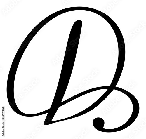 Vector calligraphy hand drawn letter D. Script font logo icon. Handwritten brush style