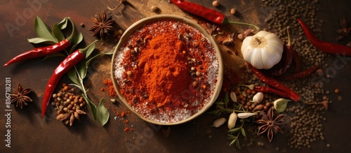 A top view of harissa spice...