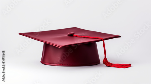 Graduation cap maroon white background