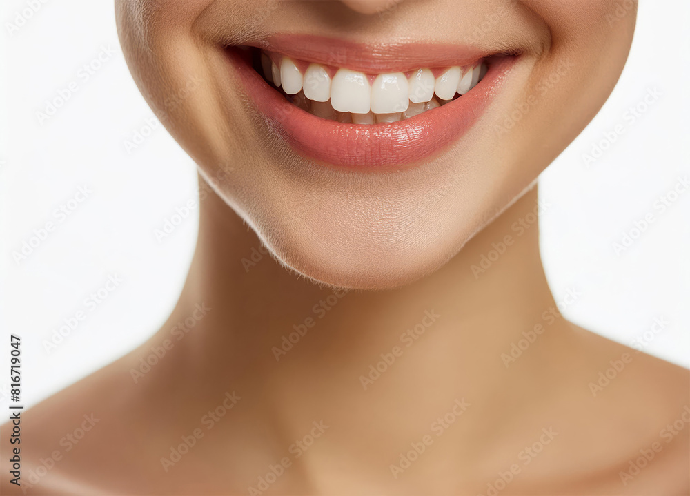 Obraz premium Close up photo of a female face on white background