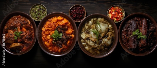 A variety of offal dishes Copy space image photo